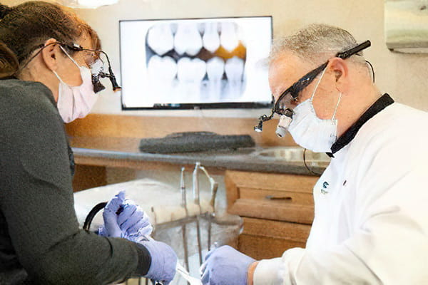 Dr. Vantramp with a patient